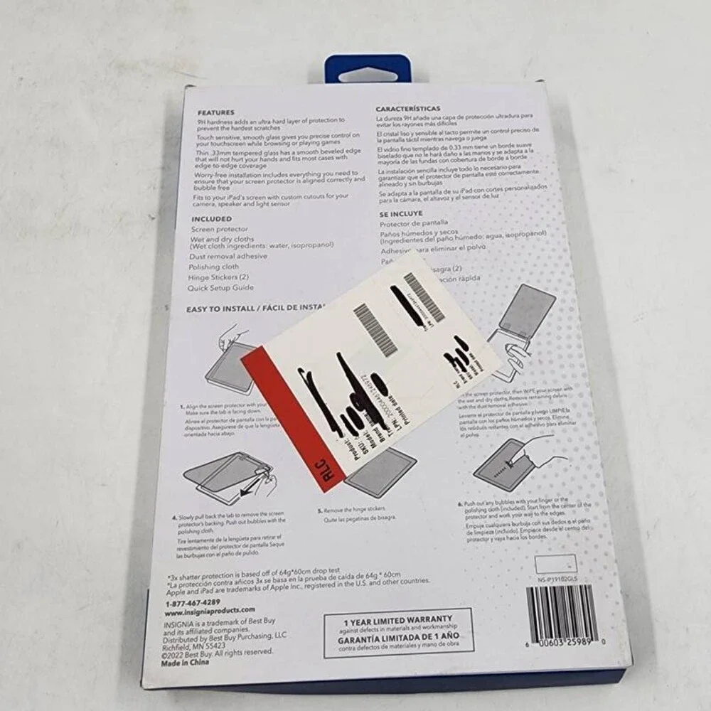 Insignia™ -Glass Screen Protector for Apple iPad 10.2 (7th, 8th & 9th Gen) Clear